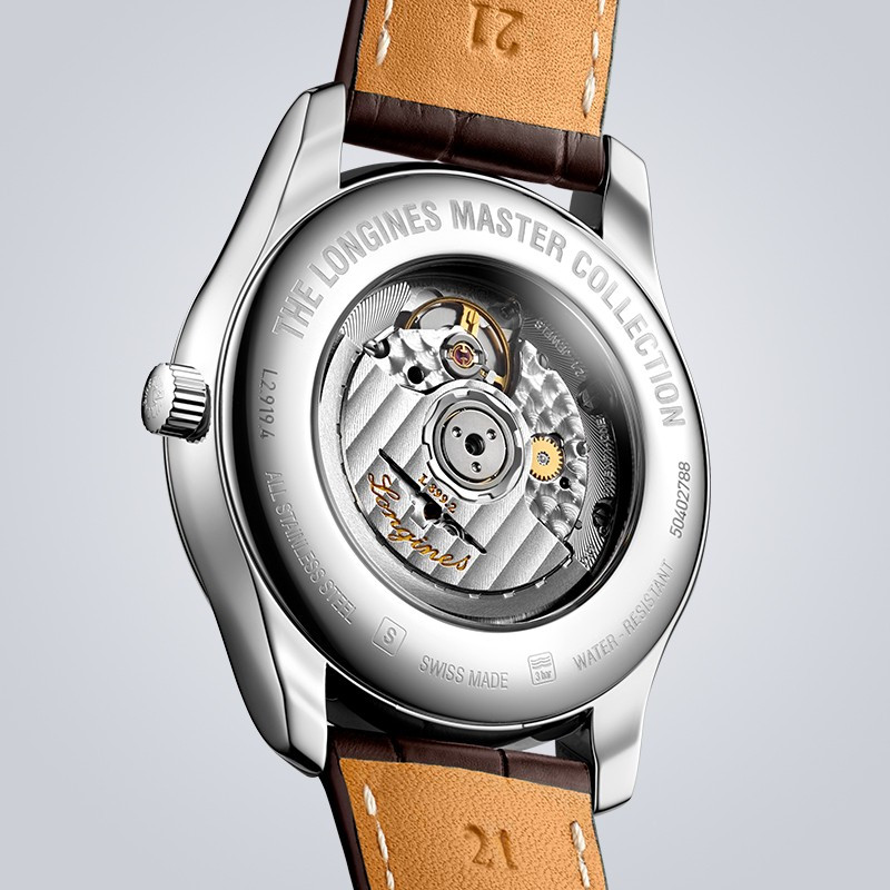 浪琴(longines)瑞士手表 master名匠系列 多功能月相 小蓝针 复古皮带