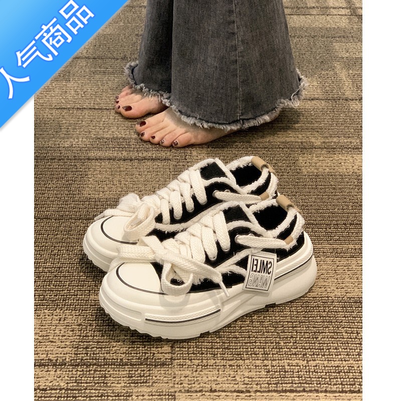 SUNTEK高定版！厚底乞丐帆布鞋女百搭休闲小白鞋小众设计感休闲运动板鞋高清大图