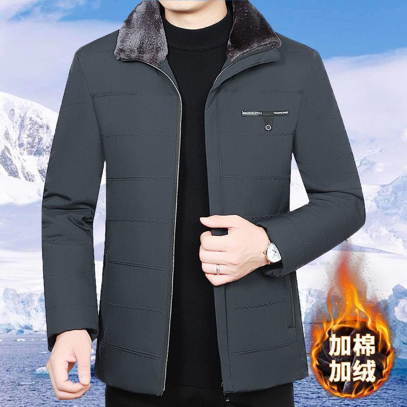 冬季新款中老年棉衣加绒加厚保暖男士棉服爸爸装棉袄秋冬装外套莎丞