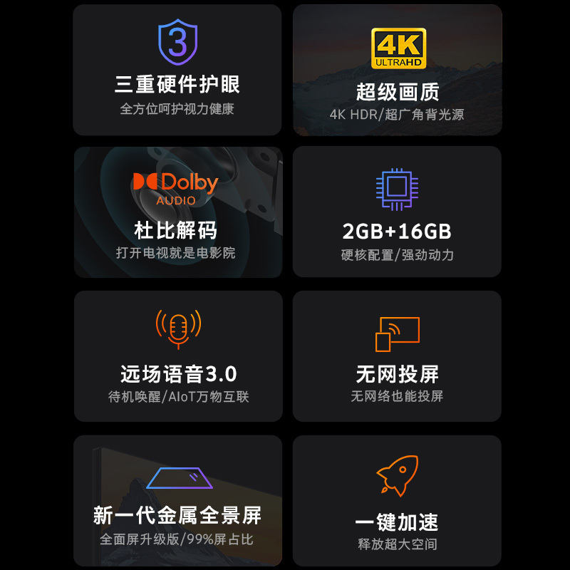 创维酷开43P50 Pro 43英寸无边框金属全面屏电视远场语音声控电视机无屏闪防蓝光护眼彩电
