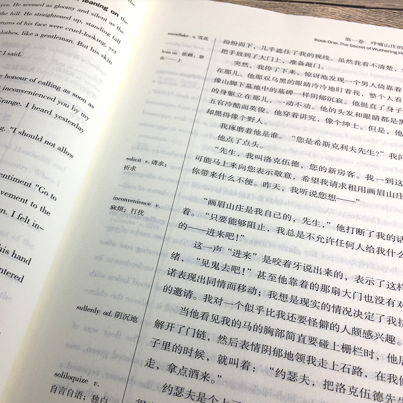 [正版]呼啸山庄勃朗特原著中英文双语版中英汉对照中英文经典世界名著外国文学长篇小说英文版原版英语读物初高中生课外阅读书高清大图