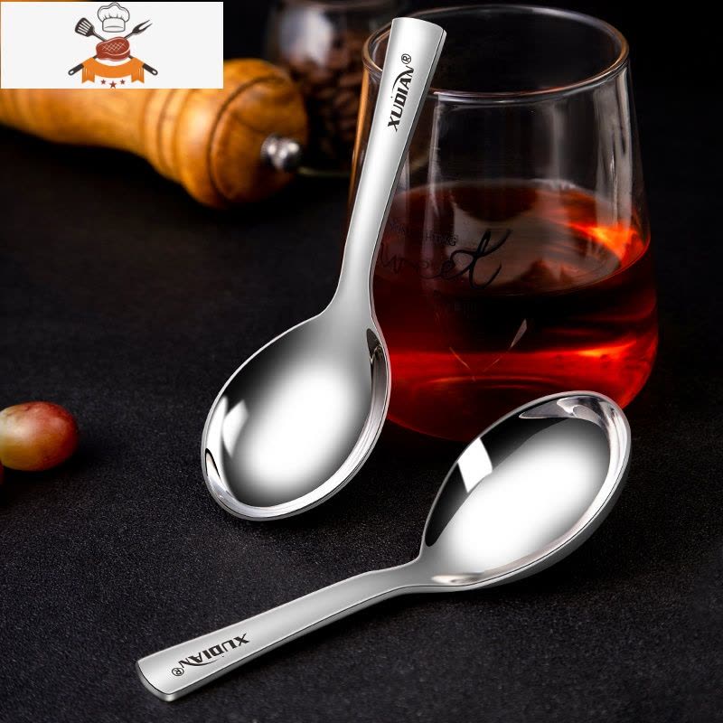 316不锈钢勺子家用儿童吃饭汤勺婴儿辅食勺子创意可爱汤匙圆头勺 敬平 316钢筷子[1双装]图片