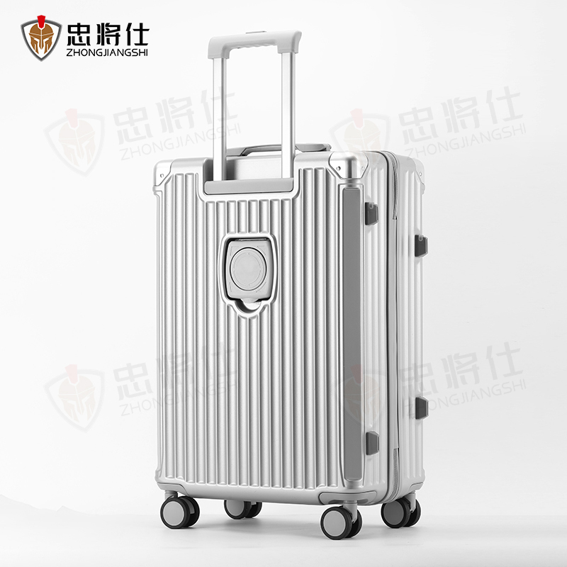 忠将仕 多功能行李箱万向轮结实耐用旅行密码拉杆箱 银色20英寸 ZJS-A996S-8088Y-20高清大图