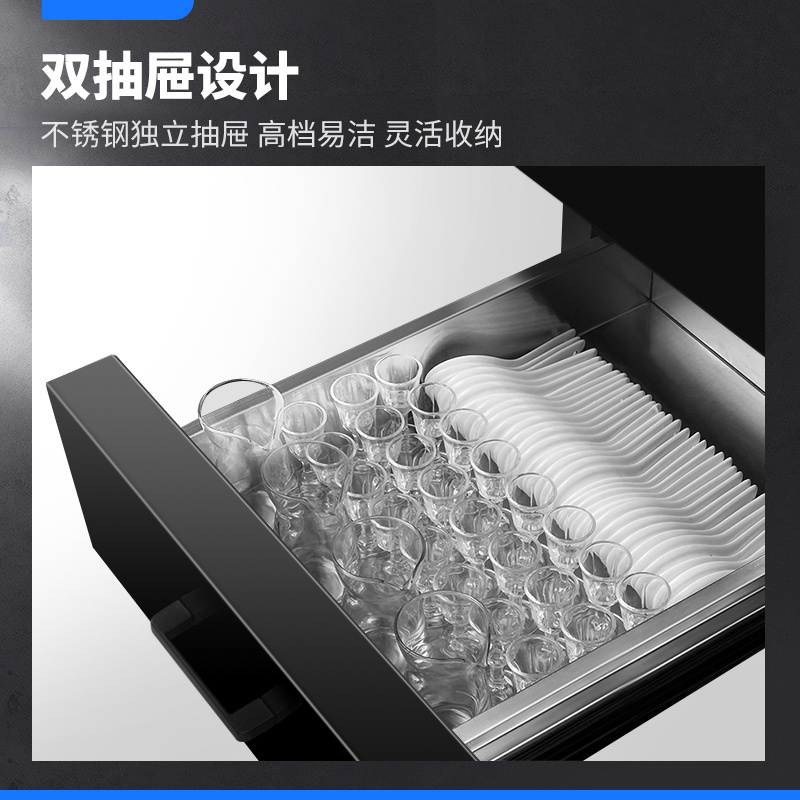 康宝耐惠茶水消毒柜商用不锈钢大理石调料台带抽屉配餐消毒碗柜