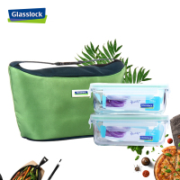 三光云彩(GLASSLOCK)钢化耐热玻璃保鲜盒 饭盒695ml*2韩国进口加厚耐摔饭盒长方形透明便当盒