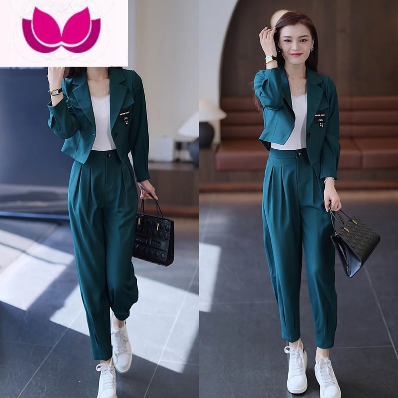 七斓2023年新款时尚休闲小洋装套装女装小个子小西装职业套高清大图