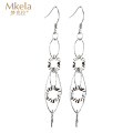 梦克拉Mkela 银耳坠长款女 随风 波西米亚风 银耳钉 银色