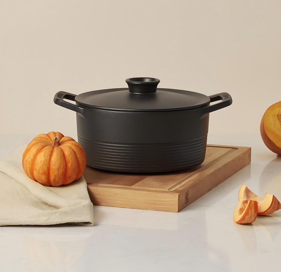 双立人66040-220铸铁饭釜锅22厘米 哑光黑