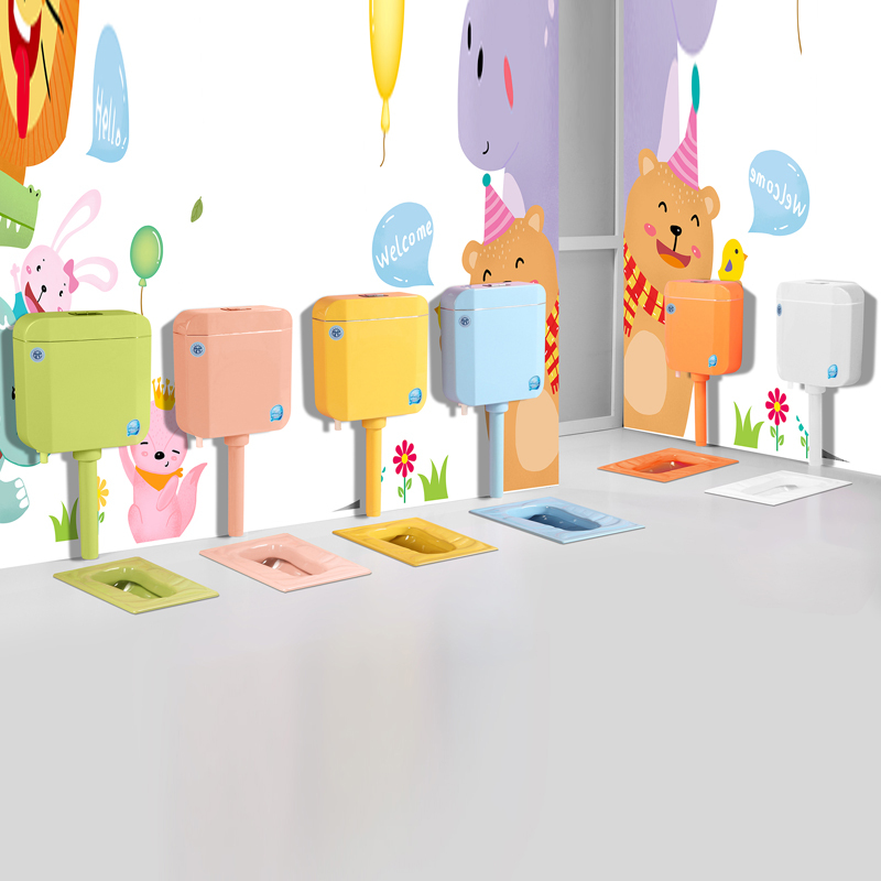 单独白色蹲便器不幼儿园儿童蹲便器小孩宝宝卡通陶瓷彩色蹲坑带弯管