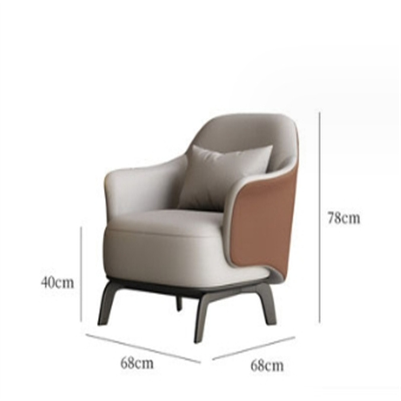 白寅 BY-SFDRW-004 米灰+棕色单人沙发椅(单位:张)