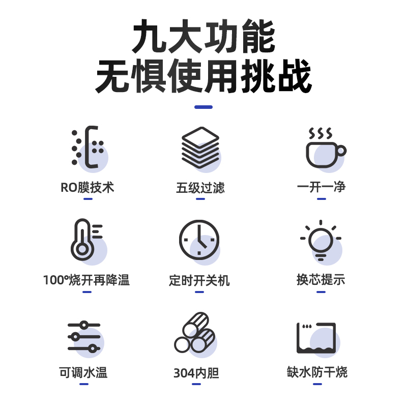 志高直饮水机商用饮水机开水器开水机立式学校社区工厂1开1净水器 智能触控一开一温三级过滤-黑钢款 80L