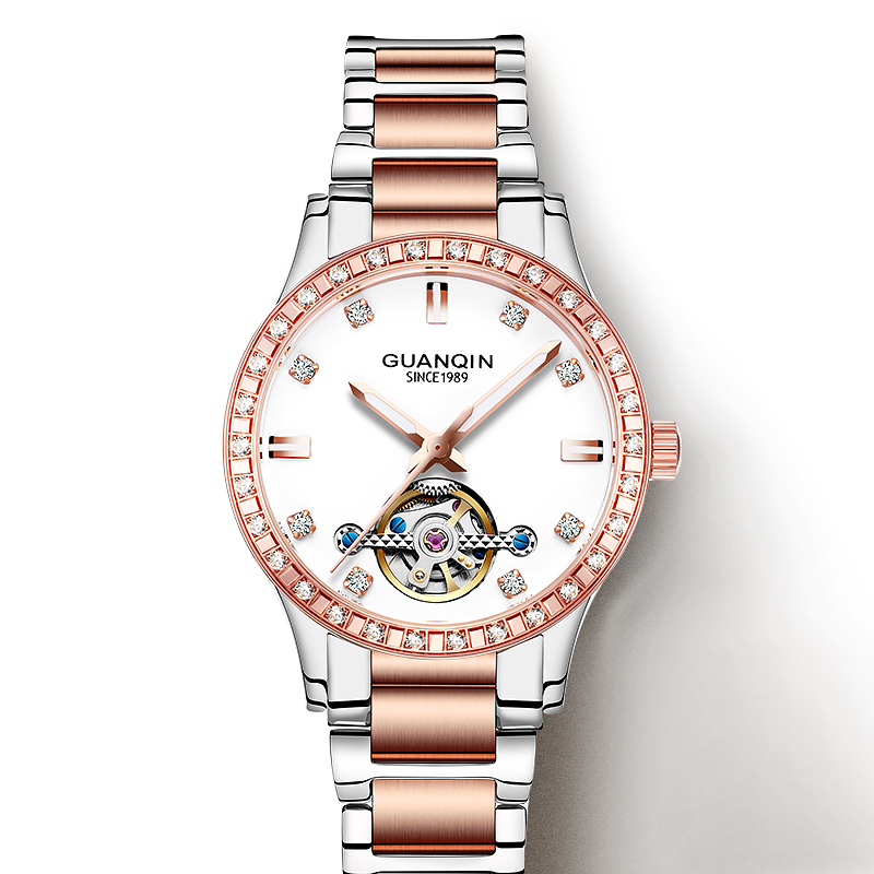 冠琴手表女士机械表全自动镂空防水潮流2020新款学生时尚镶钻女表机械