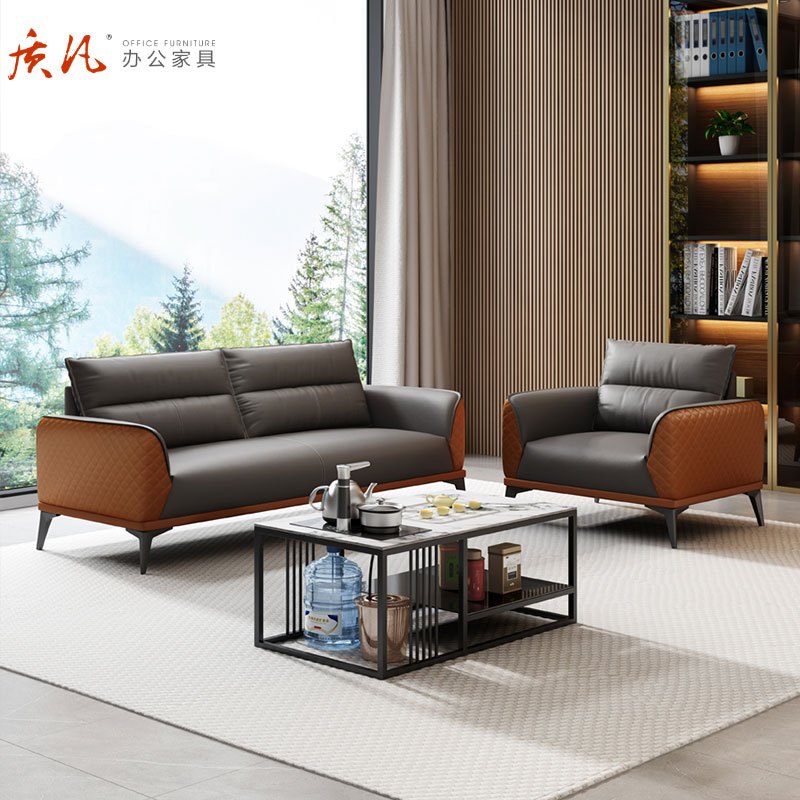 苏宁 质凡 办公家具接待会客简约办公沙发 1+1+3[水洗乳胶坐垫]高清大图