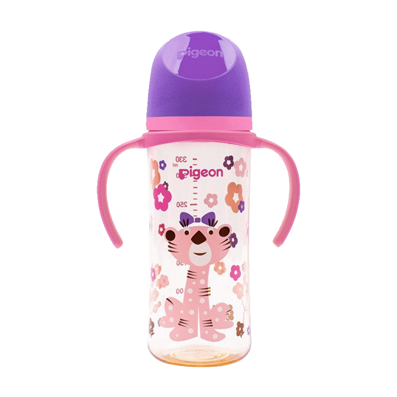 贝亲(Pigeon) 奶瓶 PPSU奶瓶 自然实感第3代奶瓶 宽口径 双把手 330ml-淑女豹 L号 6个月以上