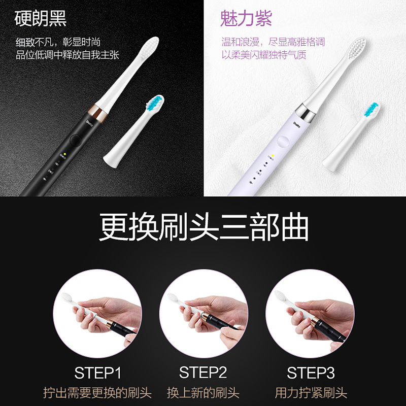 松下(Panasonic) 电动牙刷 EW-DM712充电式家用全自动超声波震动细软毛 智能计时感应式充电全身防水便携式