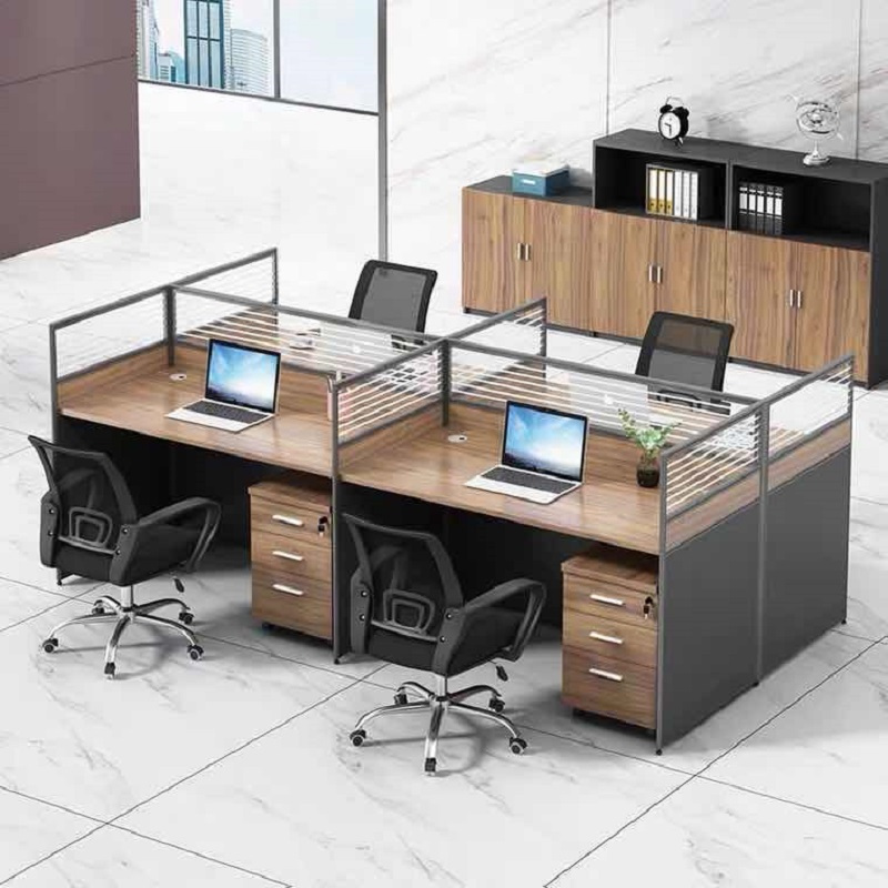 森拉堡 定制款办公桌h形工位 棕色