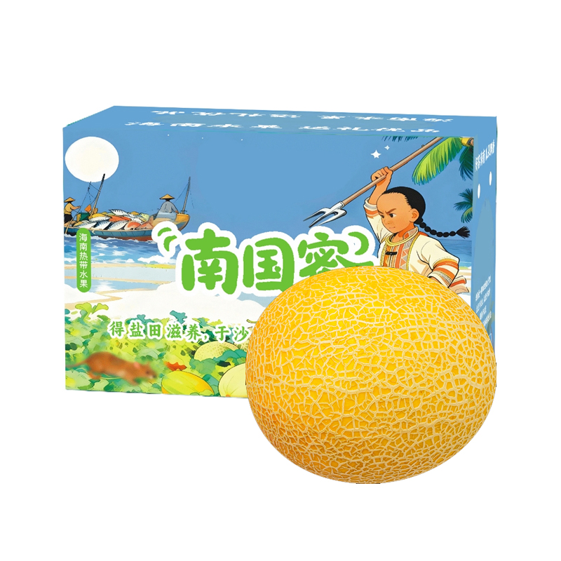 礼盒装【熊猫鸟】新鲜黄金哈密瓜 净重4.5斤 2-3个 应季水果 新鲜甜瓜 鲜果
