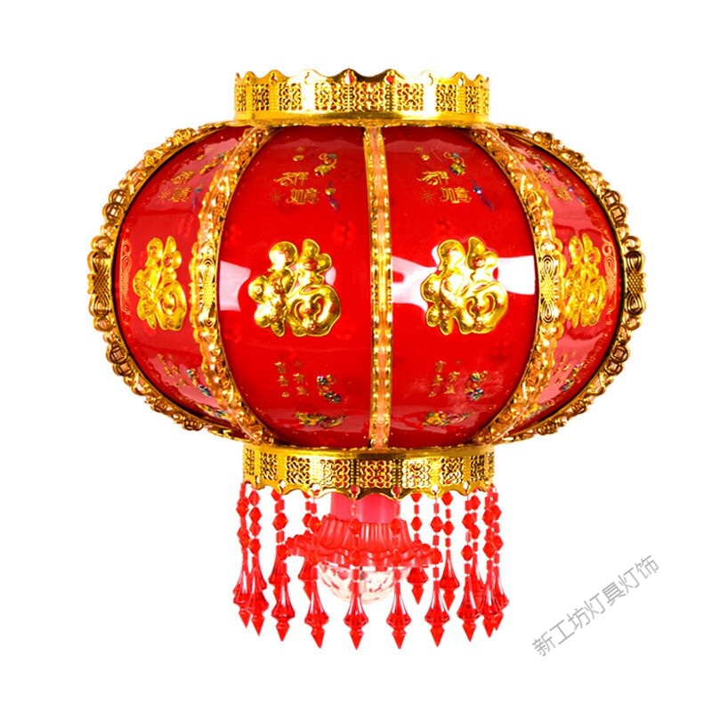 苏宁放心购 中式灯笼旋转LED福字灯笼户室外大红灯笼阳台乔迁水晶走马投影灯笼高清大图