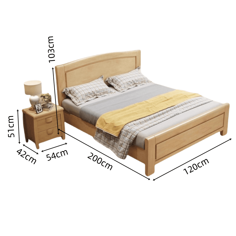 鑫木樽实木床+床头柜120*200*103cm套高清大图