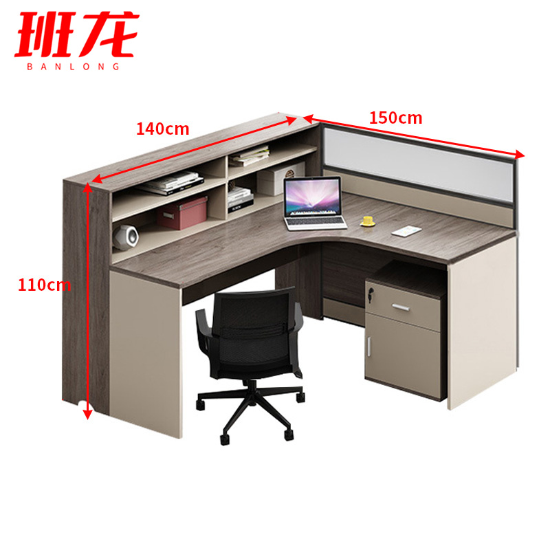 班龙屏风办公桌单人位+柜+椅套高清大图