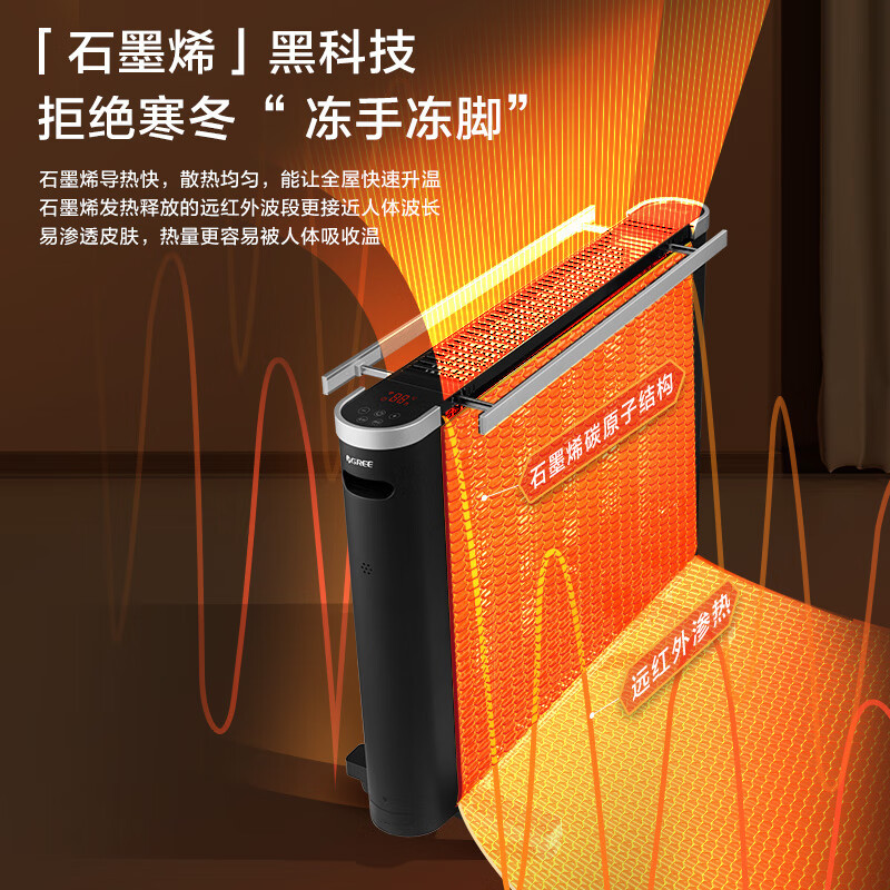格力(GREE)取暖器遥控WIFI节能2500W石墨烯电热膜速热片轻音电热膜NDYQ-X7025B高清大图