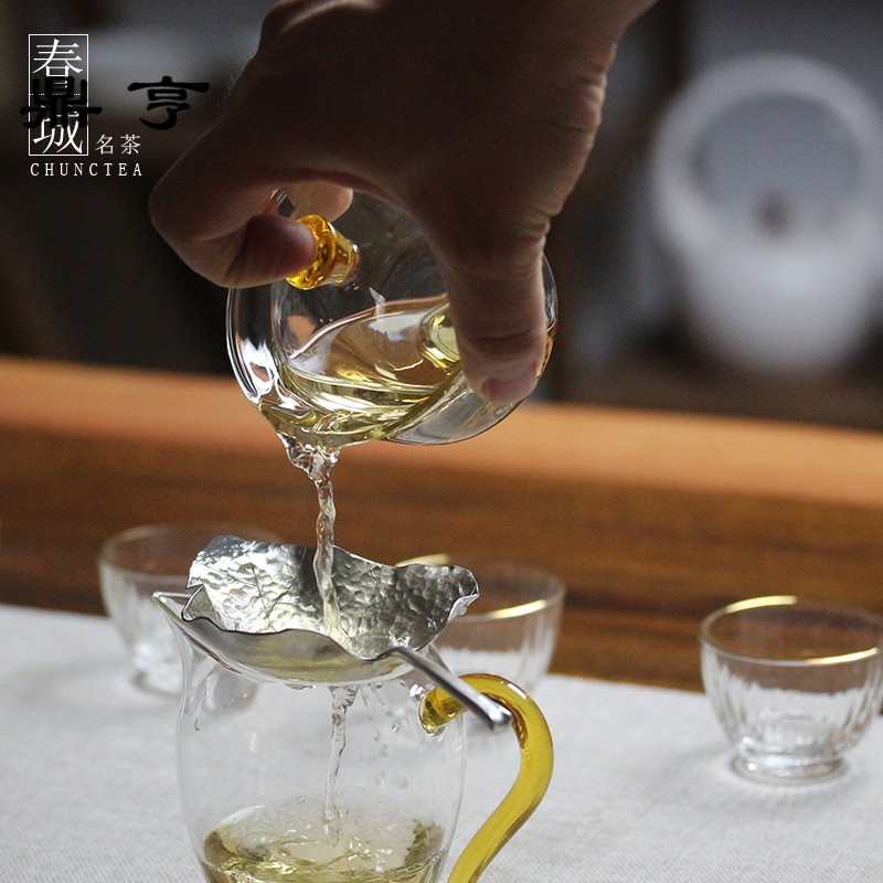 鼎亨春城功夫茶具加厚透明三才盖碗茶杯茶碗家用大号耐热玻璃泡茶
