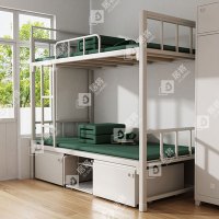 居将 制式营具双人床营房宿舍铁架床双层高低床上下铺钢制组合床公寓床含床下柜