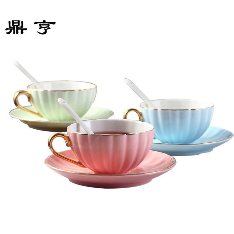 鼎亨欧式陶瓷咖啡杯田园女士下午茶杯碟英式花茶具咖啡杯带勺子