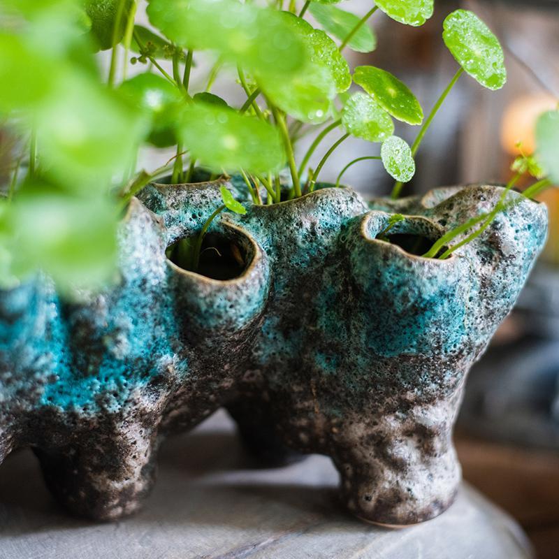 家柏饰(corated)陶瓷珊瑚花瓶花器花盆水培禅意古风装饰摆件创意另类