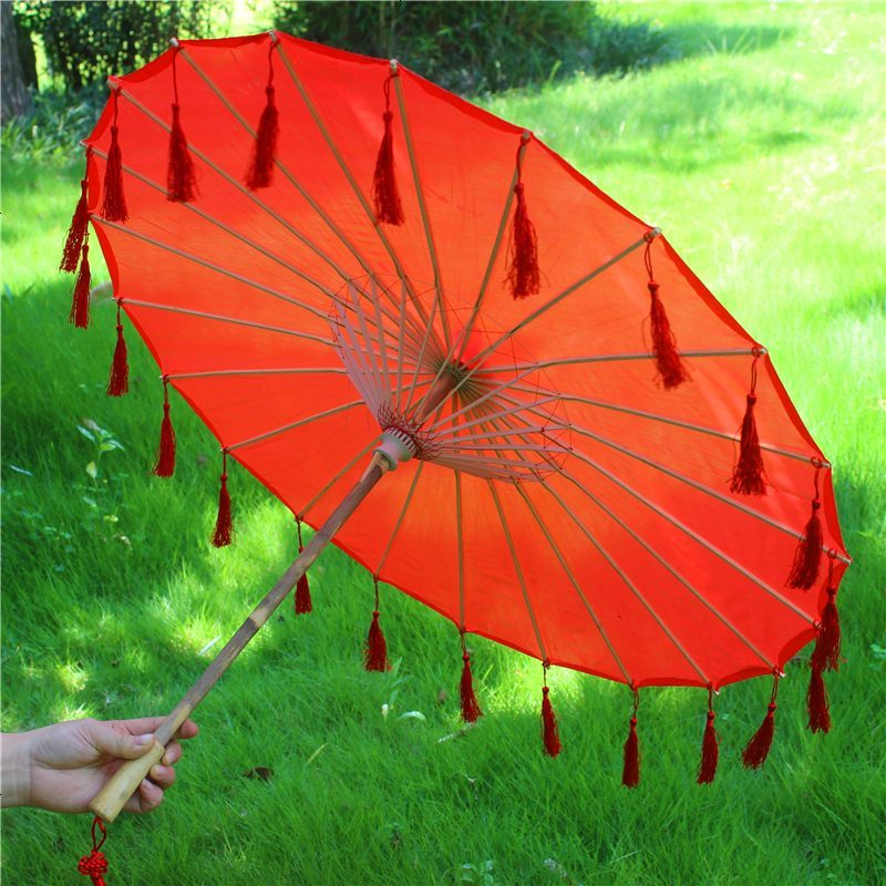 古苏 古代雨伞古装汉服花伞飘带油纸古伞cos古典中国风道具伞