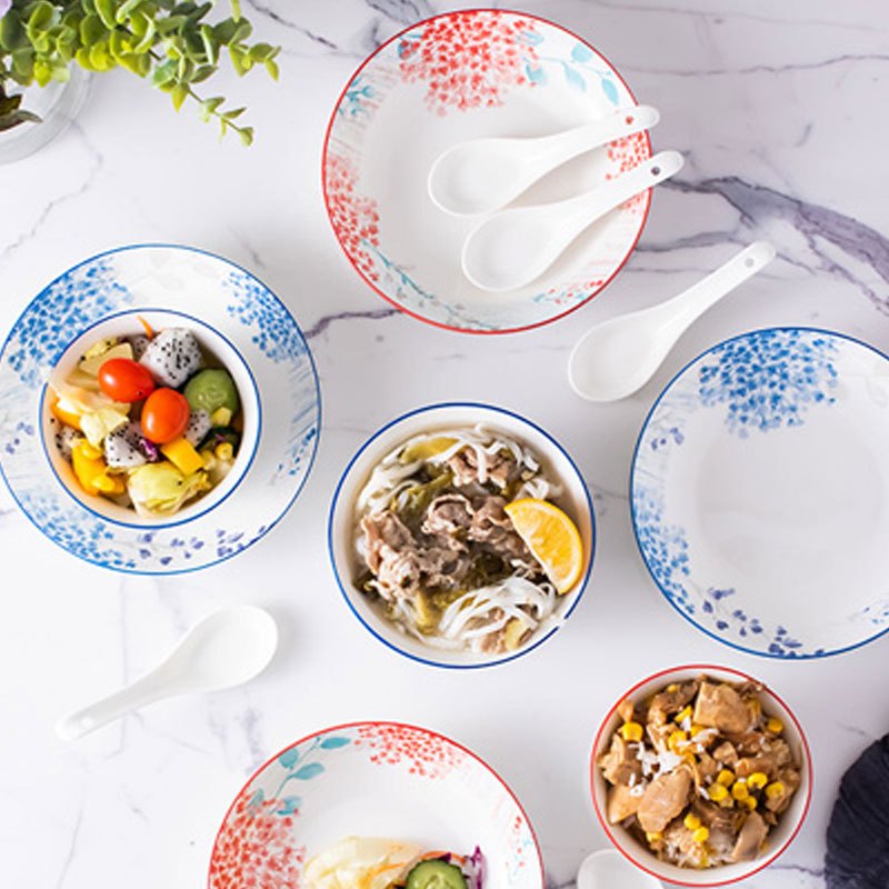 佳佰 DKH SONGFA 头浪漫山花釉下彩陶瓷餐具套装