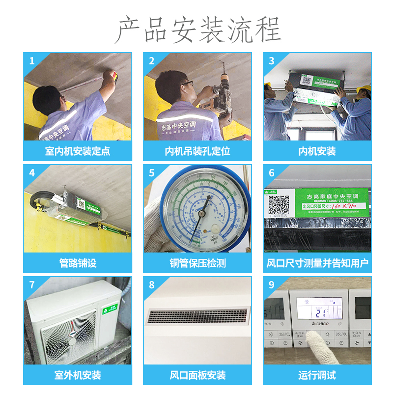 志高(CHIGO) 1.5匹冷暖变频嵌入式隐藏挂机风管机一拖一 家用中央空调卡机 中央空风管机