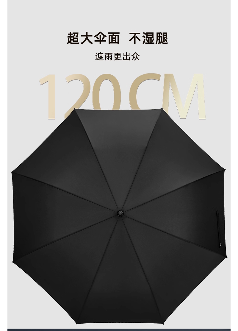 劳斯莱斯同款八骨长柄直杆晴雨伞直径120CM黑色-XS高清大图