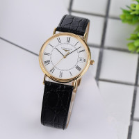 【美国】LONGINES浪琴石英手表瑰丽系列 男士女士超薄镀金表L4.819.2.11.2