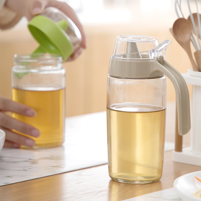 茶花油壶玻璃家用大号厨房用品醋壶小油罐酱油瓶调料倒油瓶