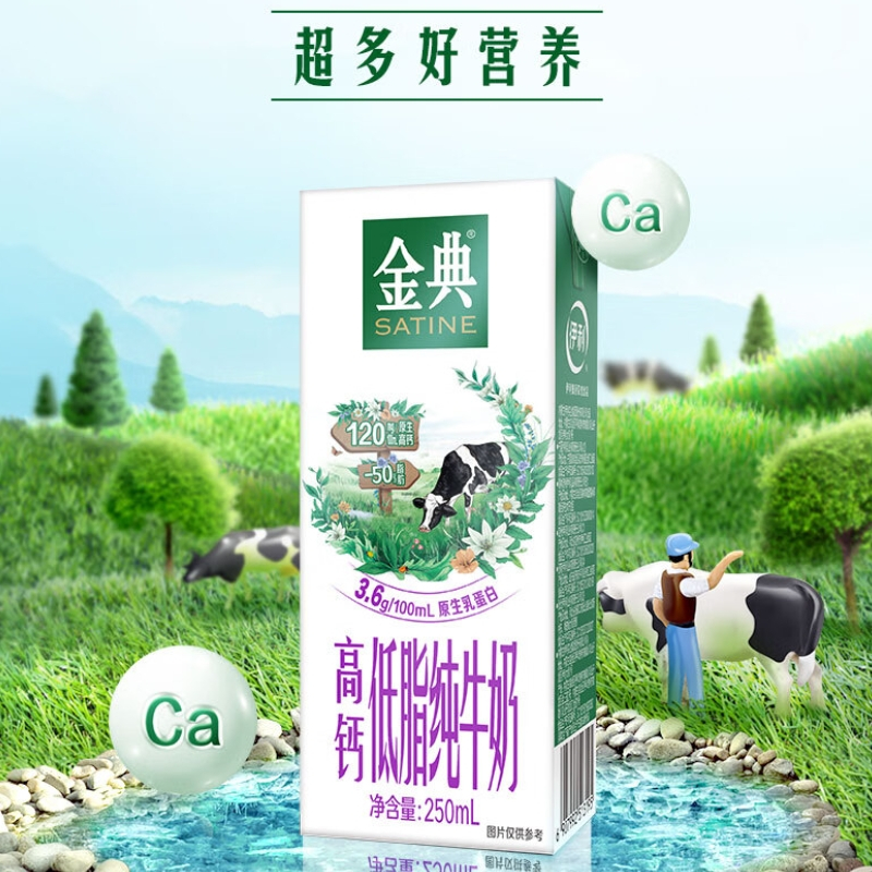 伊利 金典高钙纯牛奶250ml*12盒/箱高清大图