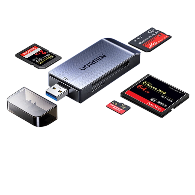 绿联USB3.0高速CF读卡器 多功能合一读卡器 支持CF/MS/SD/TF多读型手机相机内存卡记录仪存储卡50541