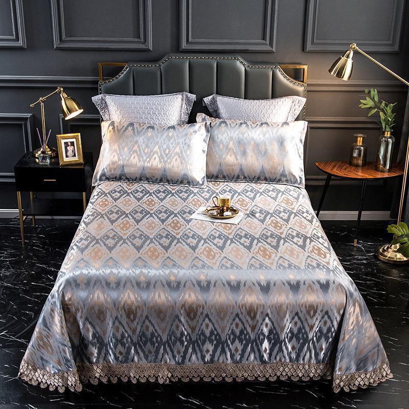 家柏饰(CORATED)夏季冰丝凉席三件套床裙款0.9m单人夏凉席1可折叠水洗2.0空调软席 莱卡特 2.0m（6.6英尺）床