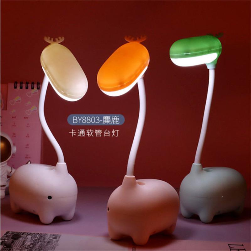 LED护眼充插两用台灯可爱少女学生宿舍卧室床头儿童学习台灯暖光 8802小鹿台灯/颜色随机