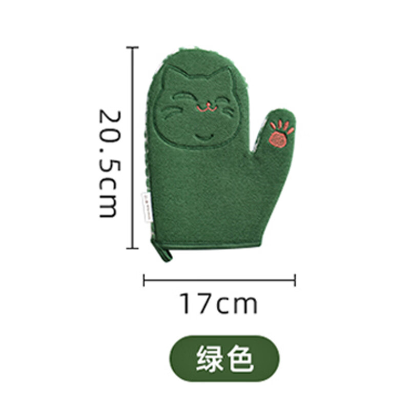 茶花(CHAHUA)双面搓澡巾防滑浴室搓澡搓灰可爱浴室防滑搓澡巾茶花(CHAHUA)招财指套双用澡巾-绿色 252002