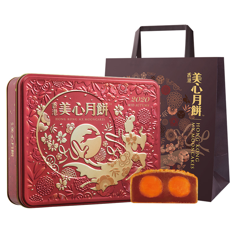 美心（Meixin）双黄莲蓉 港式中秋月饼740g 4枚装