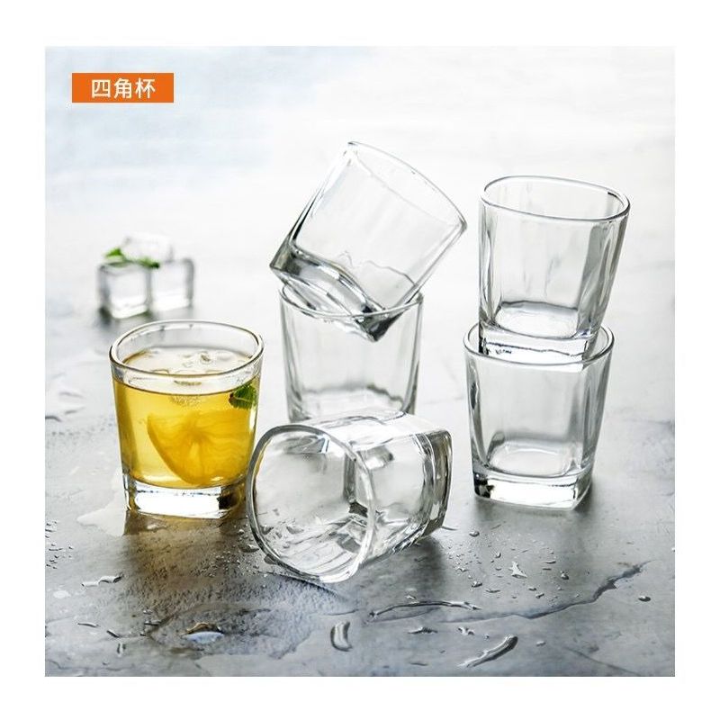 2/4/6/8只装加厚八角玻璃杯家用牛奶杯果汁杯饮料杯耐热水杯