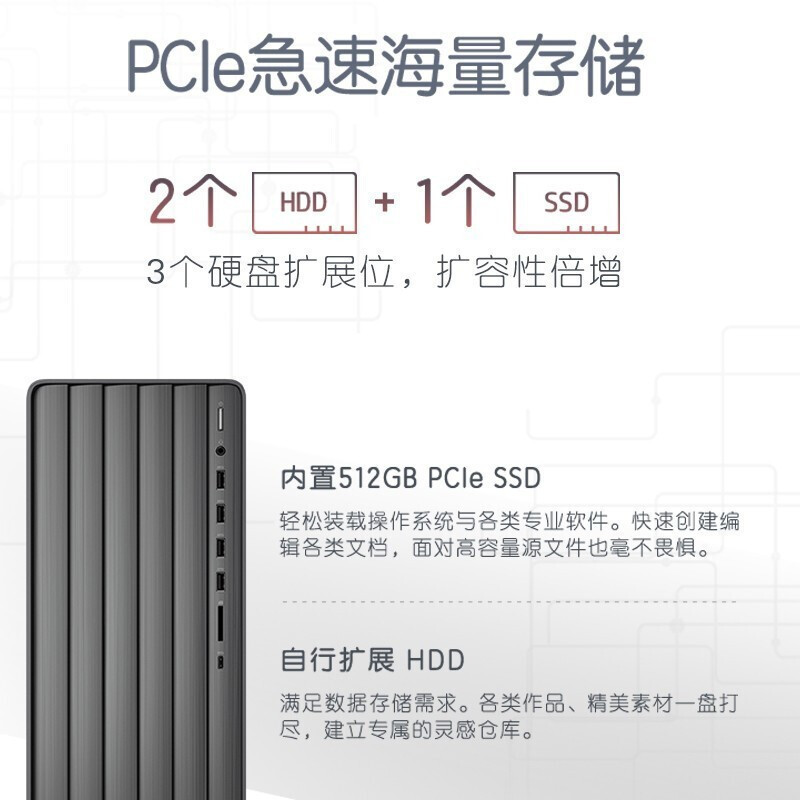 惠普(HP)ENVY-353ACN电竞游戏台式机主机 设计师电脑 12代酷睿i5-12400F RTX3060Ti 8G独显 16G 1TB+512G 定制版