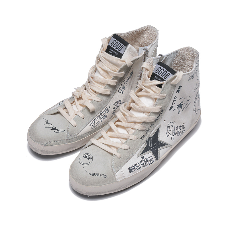 黄金鹅goldengoose男士皮革高帮系带休闲运动鞋板鞋脏脏鞋小脏鞋gmf