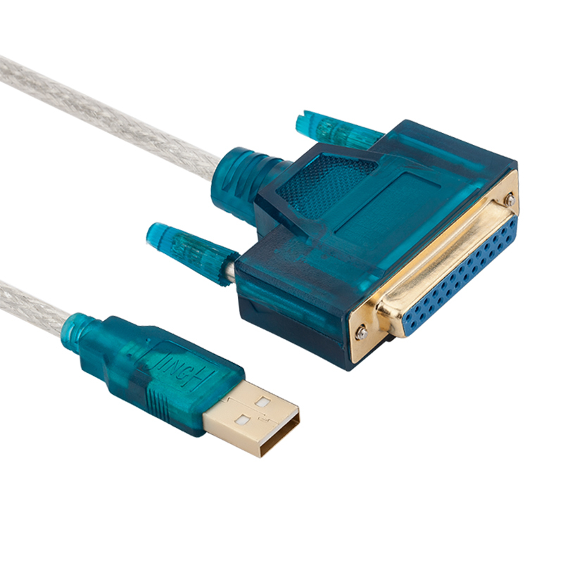 晶华 USB转DB25并口打印线 USB转并口转接线 USB2.0转老式25孔打印机连接线蓝色1.5米 Z159