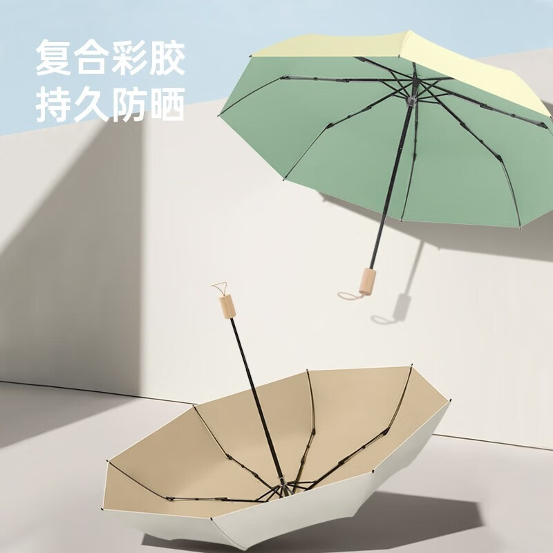 美度美度三折彩胶折叠防晒防紫外线女晴雨两用太阳伞阻隔紫外线M3200高清大图
