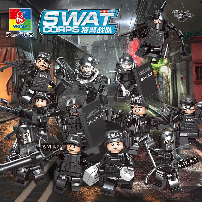 军事系列小人仔人偶加特林武器反恐特警特种部队兼容乐高积木玩具特警