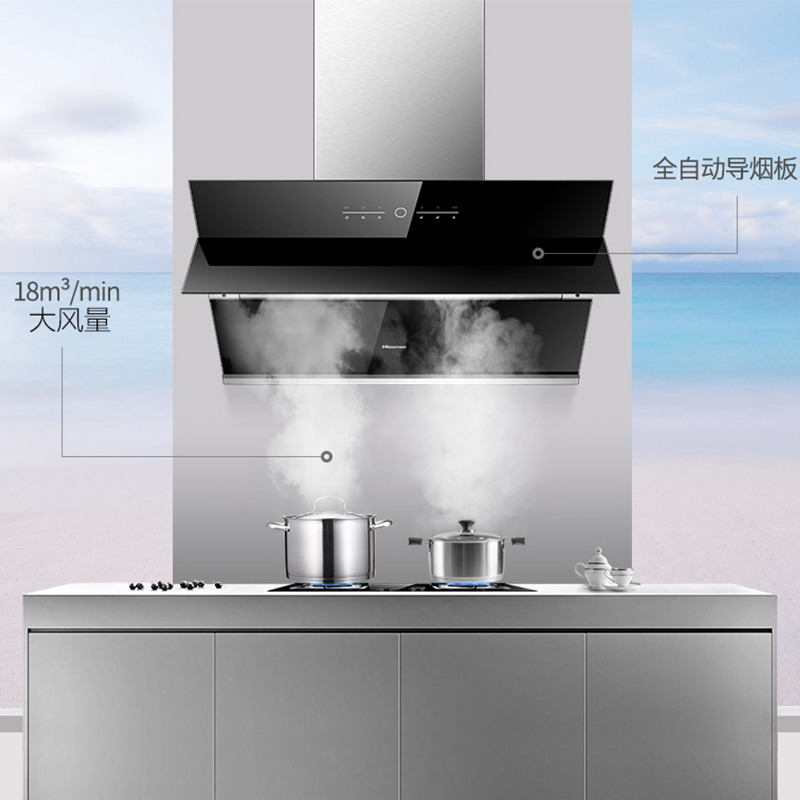 海信(Hisense)烟灶套装升级款台嵌两用抽油烟机大火力燃气灶小型家用免拆洗侧吸智能触控大吸力WJ5108+301DS