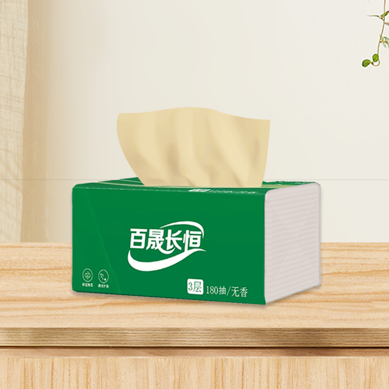 百晟长恒BSCH-C21D抽纸3层180抽每包 152mm*190mm 绿色高清大图