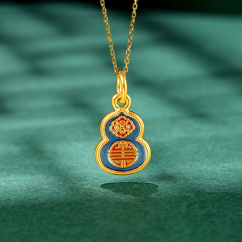 周六福zhouliufu珠宝赏韵系列黄金吊坠女中国风珐琅工艺足金葫芦挂坠